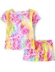 Pyjama tie-dye arc-en-ciel pour fille