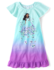 Girls Floral Princess Ruffle Nightgown