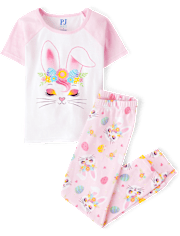 Girls Bunny Snug Fit Cotton Pajamas