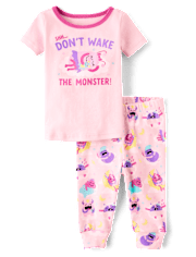 Baby And Toddler Girls Monster Snug Fit Cotton Pajamas