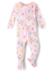 Baby And Toddler Girls Bunny Snug Fit Cotton Footed One Piece Pajamas