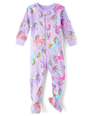 Baby And Toddler Girls Unicorn Snug Fit Cotton Footed One Piece Pajamas
