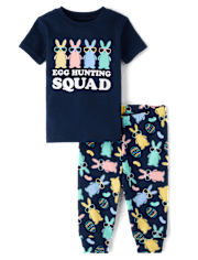 Baby And Toddler Boys Matching Family Egg Hunting Squad Snug Fit Cotton Pajamas