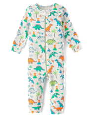 Baby And Toddler Boys Dino Snug Fit Cotton Footed One Piece Pajamas