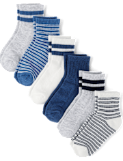Lot de 6 paires de chaussettes mi-longues rembourrées à rayures pour garçons