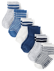 Baby And Toddler Boys Striped Cushioned Midi Socks 6-Pack