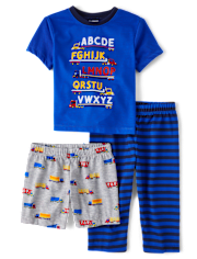 tout-petit Ensemble pyjama 3 pièces Alphabet Vehicle pour garçons