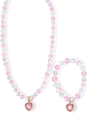 Girls Jeweled Heart 2-Piece Jewelry Set