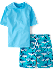 Boys Print Rashguard Swimsuit