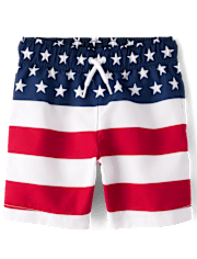 Boys American Flag Swim Trunks