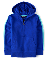 Boys Side Stripe French Terry Zip Up Hoodie