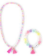 Girls Rainbow Candy Bear 2-Piece Jewelry Set