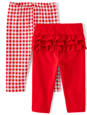 Lot de 2 leggings à volants vichy pour bébé fille