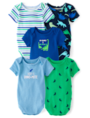 Lot de 5 bodies dinosaures pour bébé garçon