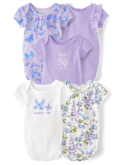 Baby Girls Butterfly Bodysuit 5-Pack