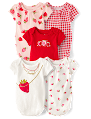 Baby Girls Strawberry Bodysuit 5-Pack