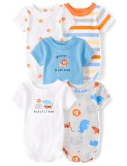 Baby Boys Animal Bodysuit 5-Pack