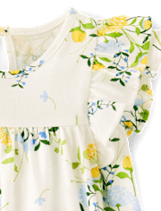 Baby Girls Floral Flutter Bodysuit Dress