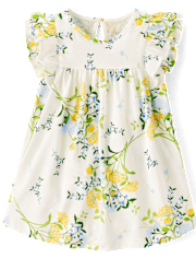 Baby Girls Floral Flutter Bodysuit Dress