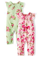 Baby Girls Floral Jumpsuit 2-Pack