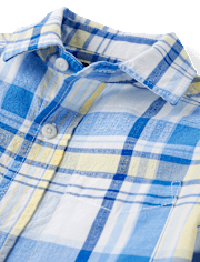 Boys Dad And Me Plaid Poplin Button Up Shirt
