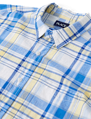 Mens Dad And Me Plaid Poplin Button Up Shirt