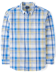 Mens Dad And Me Plaid Poplin Button Up Shirt