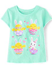 Baby And Toddler Girls Easter Eggs Graphic Tee