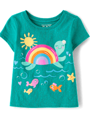Baby And Toddler Girls Turtle Graphic Tee
