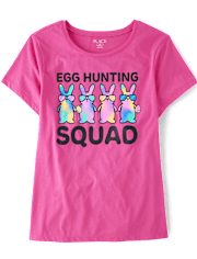 Womens Matching Family Easter Egg Hunting Squad Graphic Tee