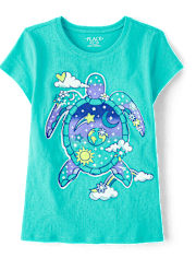 Girls Space Turtle Graphic Tee