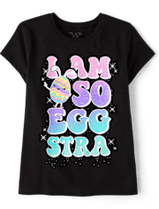 Girls Easter Eggstra Graphic Tee
