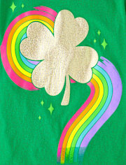 Girls St. Patrick's Day Four-Leaf Clover Graphic Tee