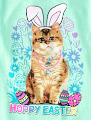 Girls Easter Cat Graphic Tee