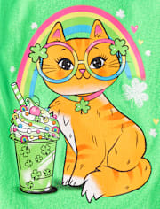 Fille St. Patrick's Day Cat T-shirt imprimé