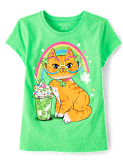 Fille St. Patrick's Day Cat T-shirt imprimé