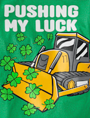 T-shirt graphique pour bébé et tout-petit garçon, véhicule de chantier pour la Saint-Patrick