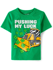 T-shirt graphique pour bébé et tout-petit garçon, véhicule de chantier pour la Saint-Patrick