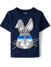 T-shirt graphique avec lunettes de soleil lapin de Pâques pour bébés et tout-petits garçons