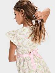 Robe à volants motif lapin pour fille