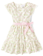 Robe à volants motif lapin pour fille
