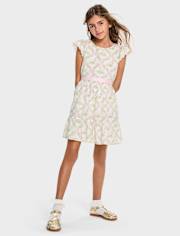 Robe à volants motif lapin pour fille
