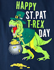 T-shirt graphique T-Rex de la Saint-Patrick pour garçon