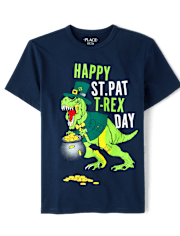 T-shirt graphique T-Rex de la Saint-Patrick pour garçon