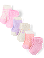 Baby Girls Heart Turn Cuff Midi Socks 6-Pack