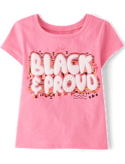 Baby And Toddler Girls Black And Proud Graphic Tee