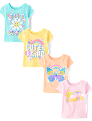Baby And Toddler Girls Positivity Graphic Tee 4-Pack