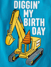 Baby And Toddler Boys Birthday Construction Vehicle Graphic Tee