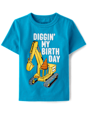 Baby And Toddler Boys Birthday Construction Vehicle Graphic Tee