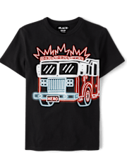 T-shirt graphique camion de pompiers pour garçon